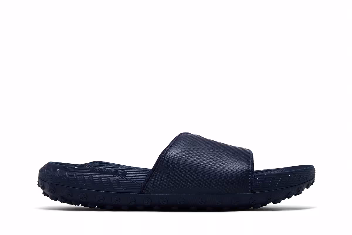 Under Armour Project Rock 3 Slide Midnight Navy Flare Orange, view 2