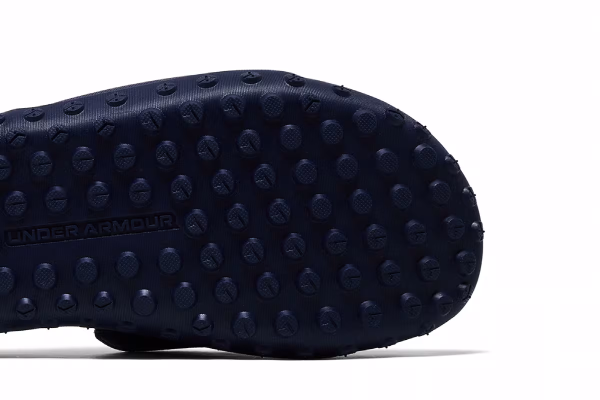 Under Armour Project Rock 3 Slide Midnight Navy Flare Orange, view 6