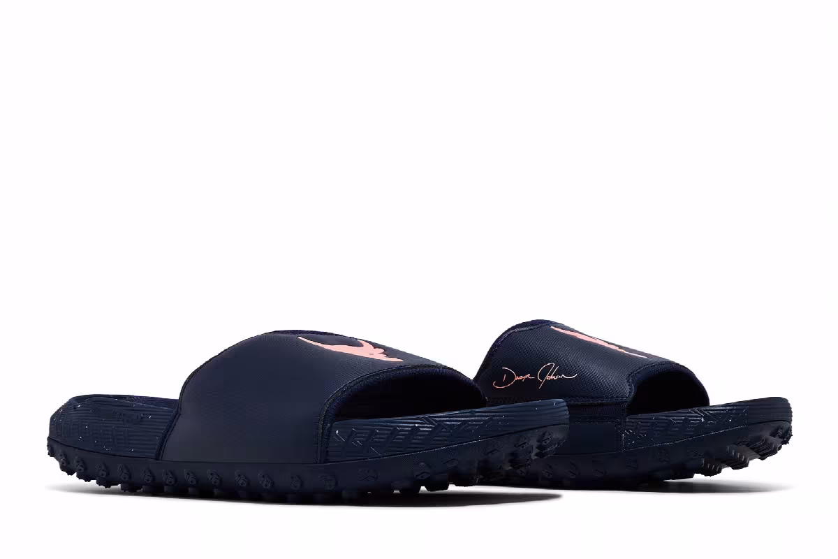 Under Armour Project Rock 3 Slide Midnight Navy Flare Orange, view 9