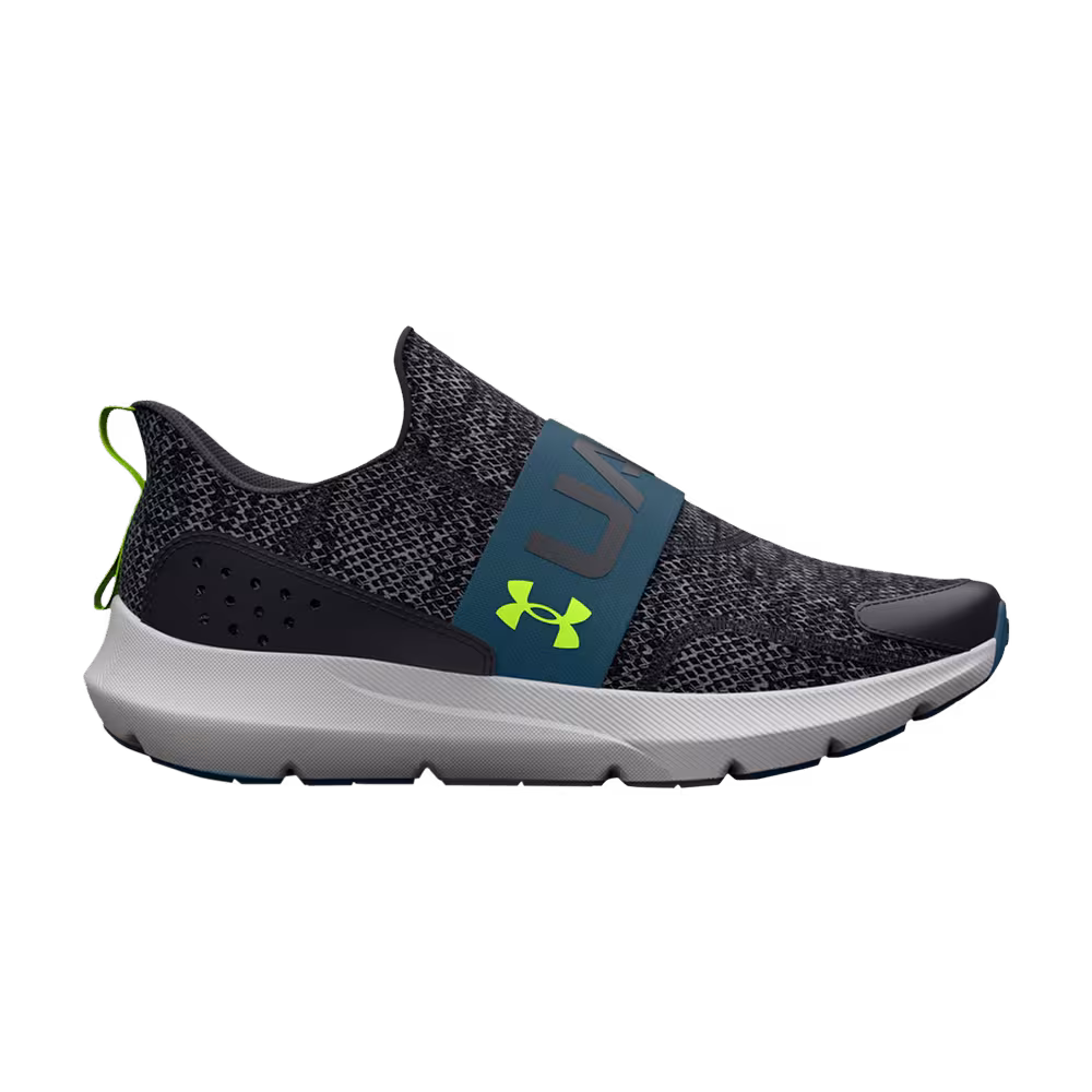 Under Armour Surge 3 Slip GS Black Static Blue Lime