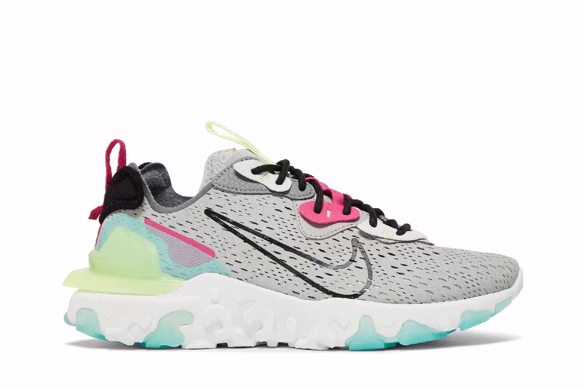Nike Women's React Vision Wolf Grey Pink Prime, view 2