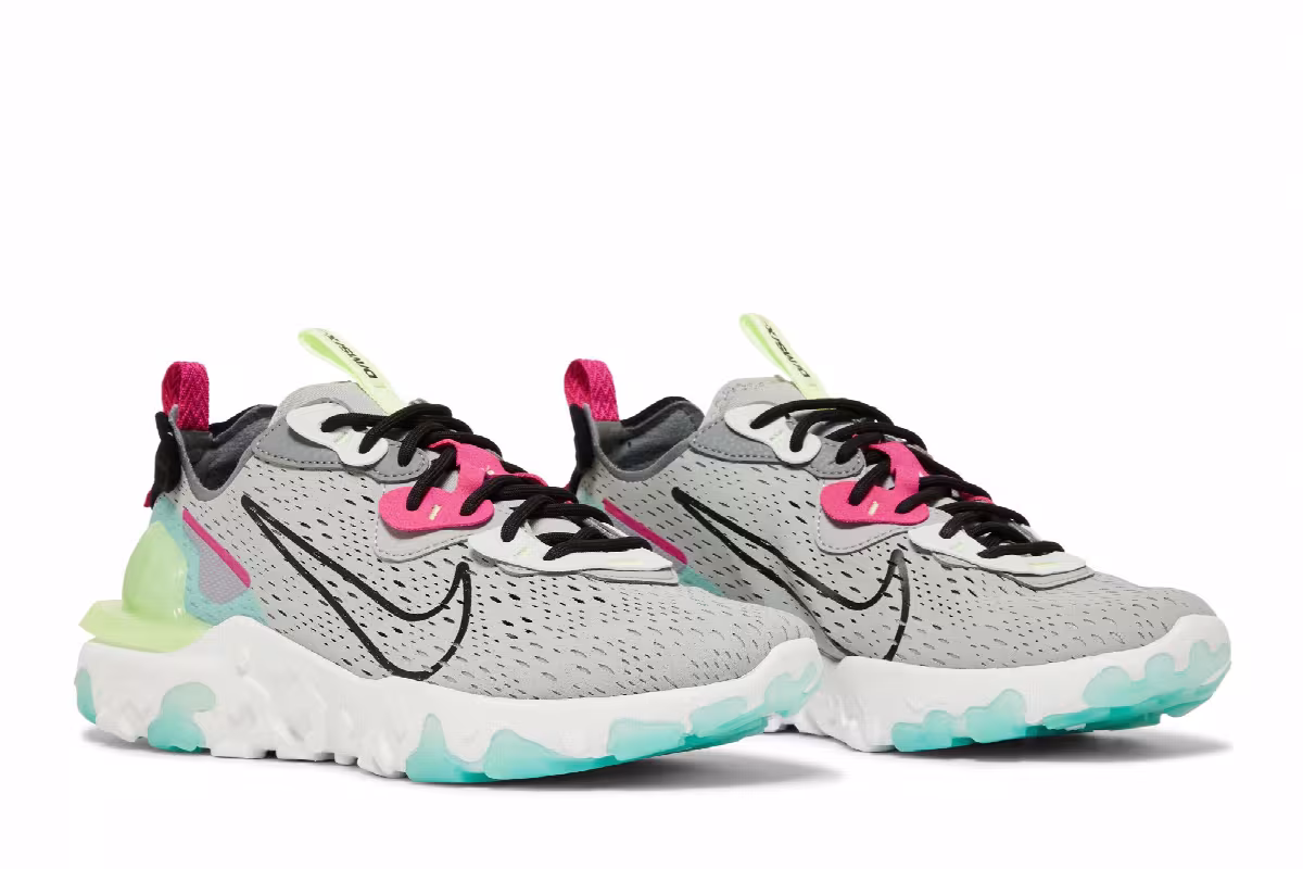 Nike Women's React Vision Wolf Grey Pink Prime, view 9
