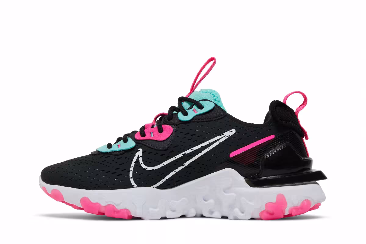 Nike Women's React Vision Dark Smoke Grey Pink Blast, view 4
