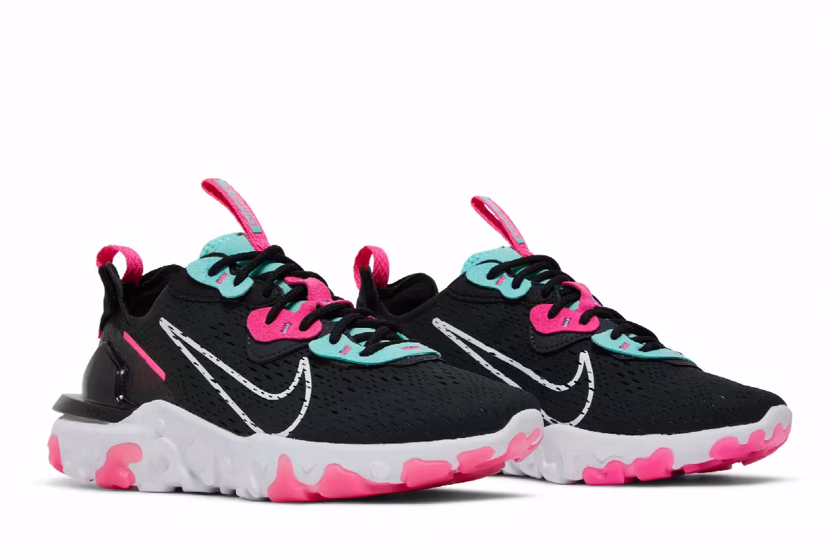 Nike Women's React Vision Dark Smoke Grey Pink Blast, view 9