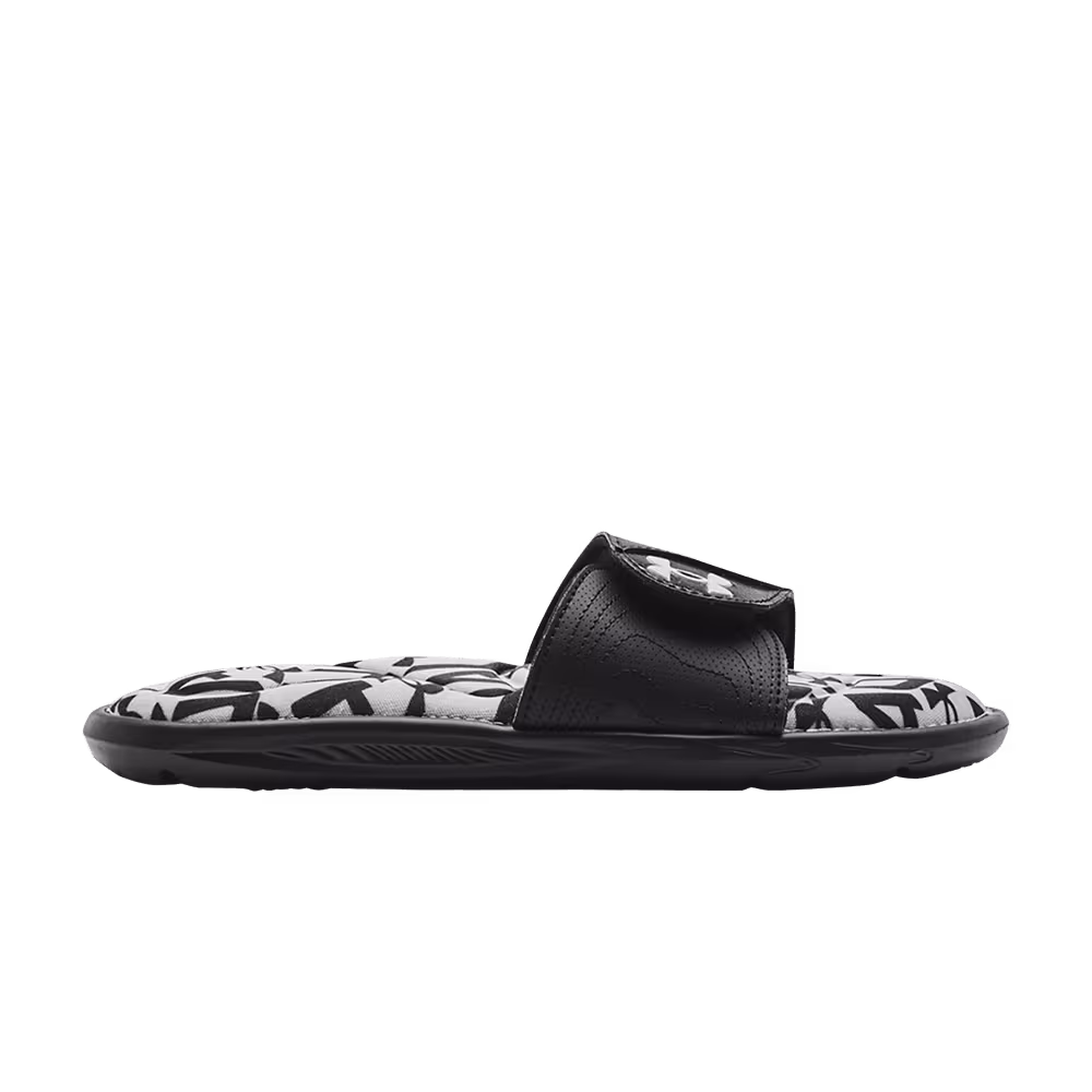 Under Armour Women's Ignite 6 Graphic Footbed Slide Halo Grey Black
