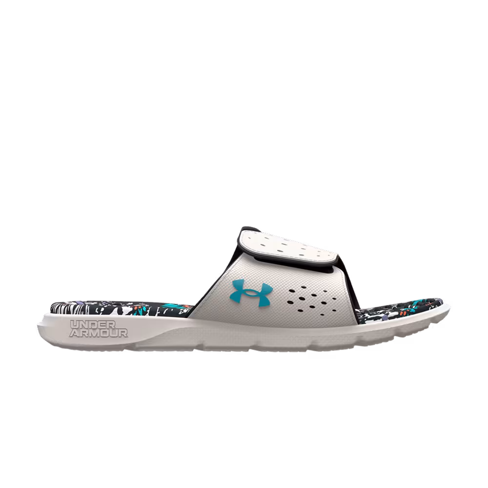 Under Armour Women's Ignite 7 Graphic Footbed Slide Grey Mist Floral