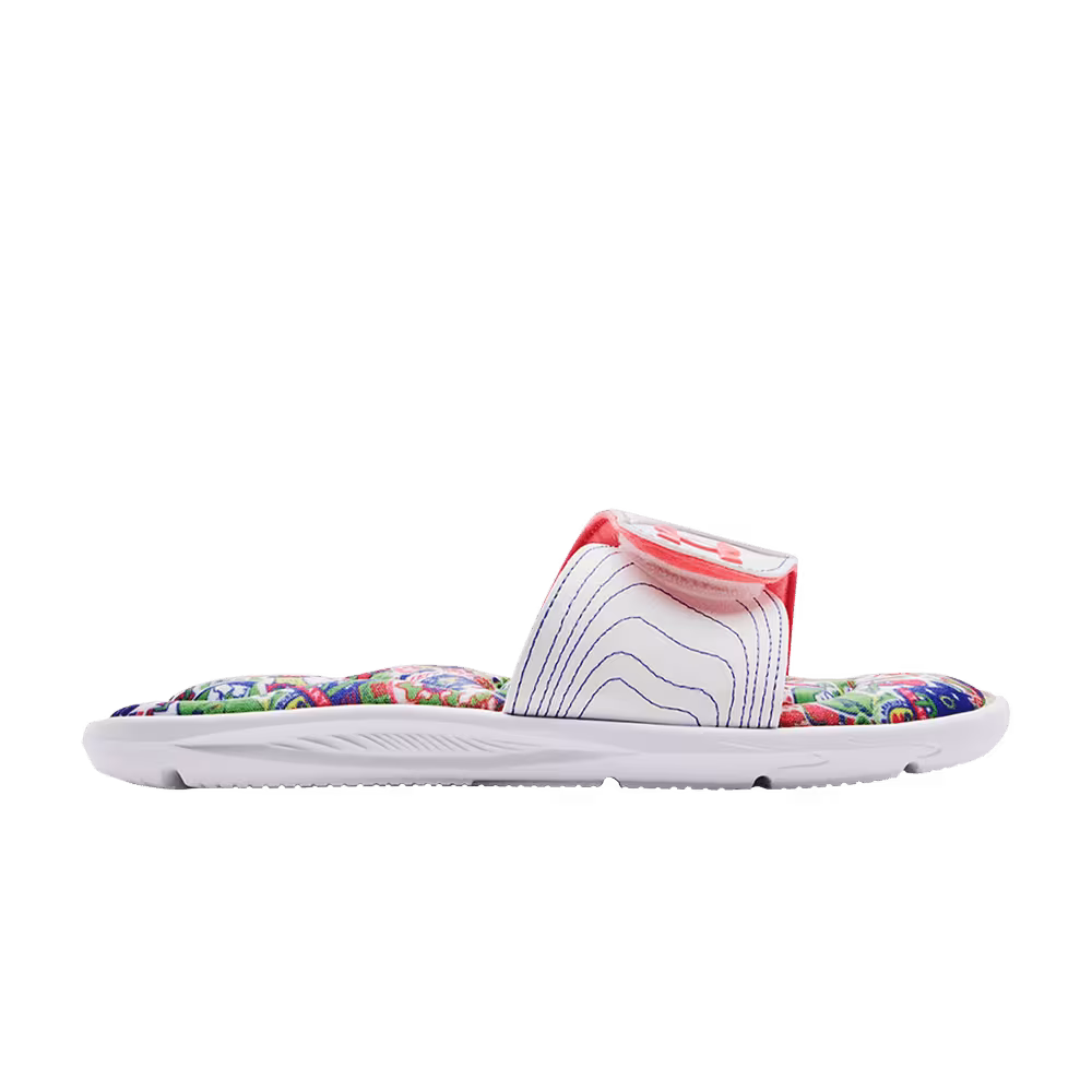 Under Armour Women's Ignite 6 Graphic Footbed Slide White Blitz Red