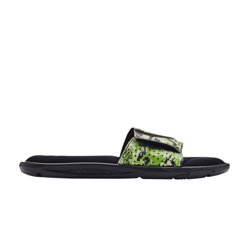Under Armour Ignite 6 Graphic Strap Slide Black Green Citrine Camo