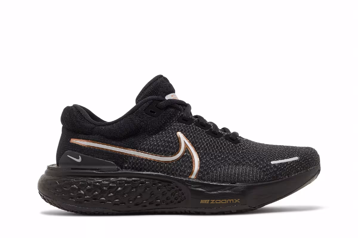 Nike Women's ZoomX Invincible Run Flyknit 2 Black Metallic Copper, view 2