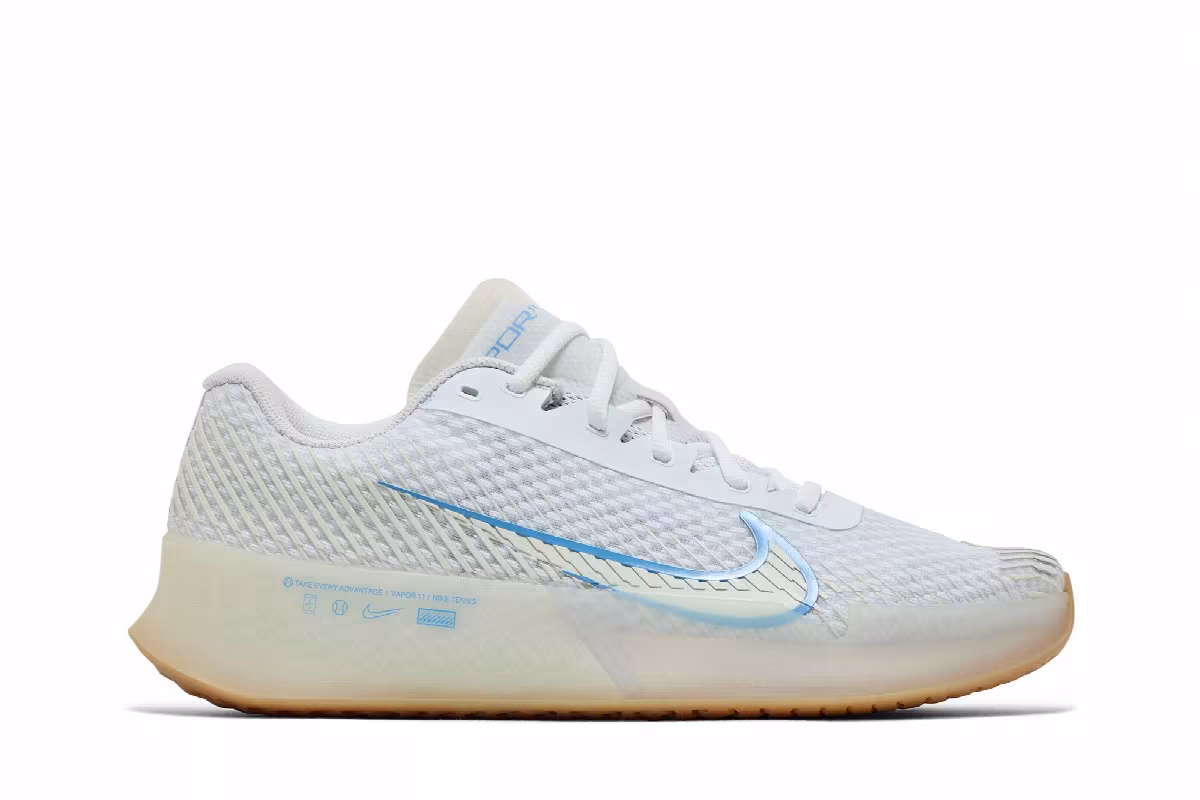 NikeCourt Air Zoom Vapor 11 HC White Light Blue Gum, view 2