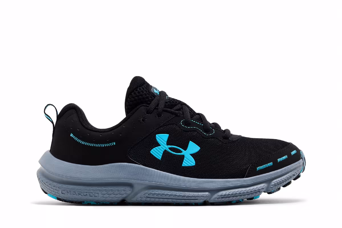 Under Armour Charged Assert 10 Black Blue Surf, view 2
