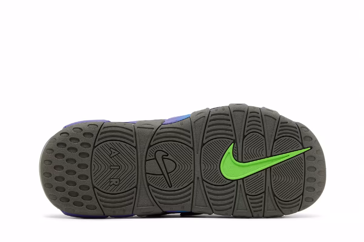Nike Air More Uptempo Slide Black Blue Purple Gradient, view 5