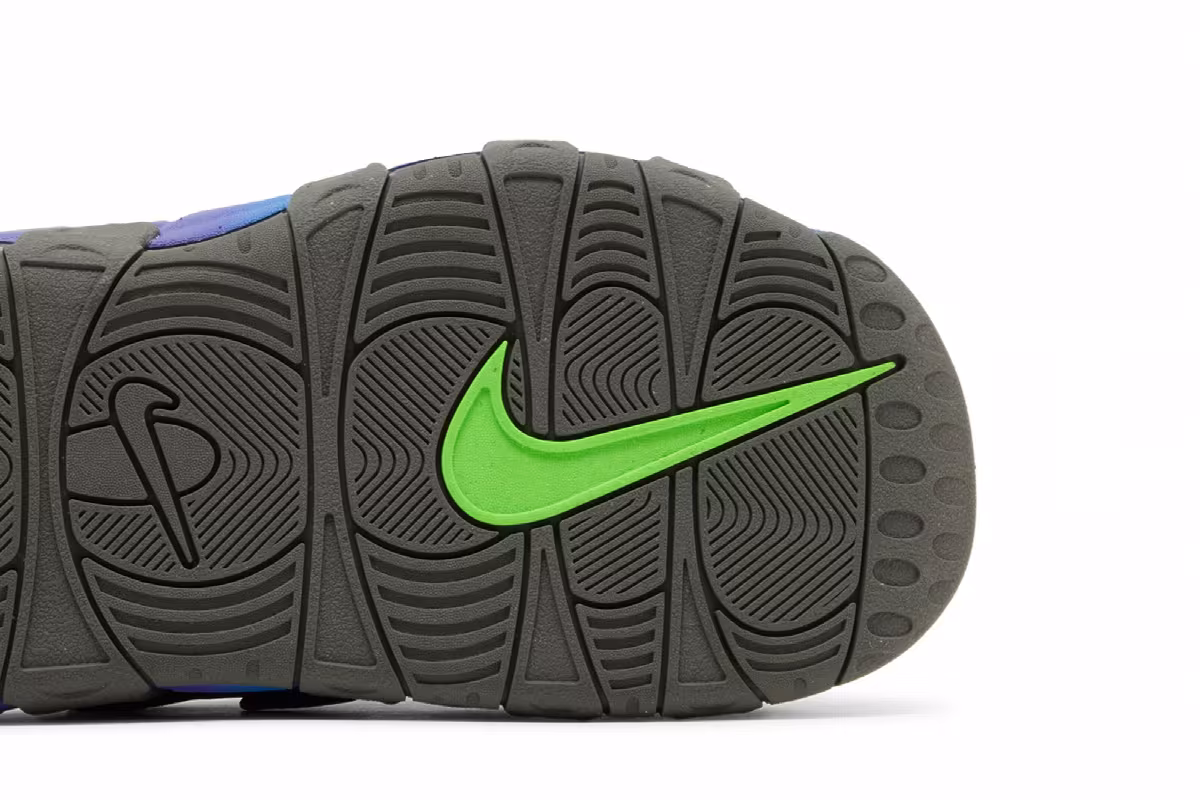 Nike Air More Uptempo Slide Black Blue Purple Gradient, view 6