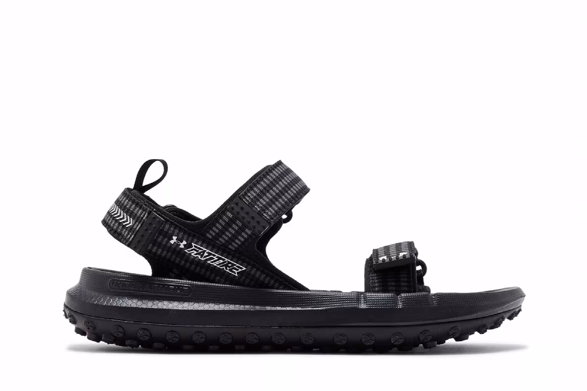 Under Armour Fat Tire Sandal Black White, view 2