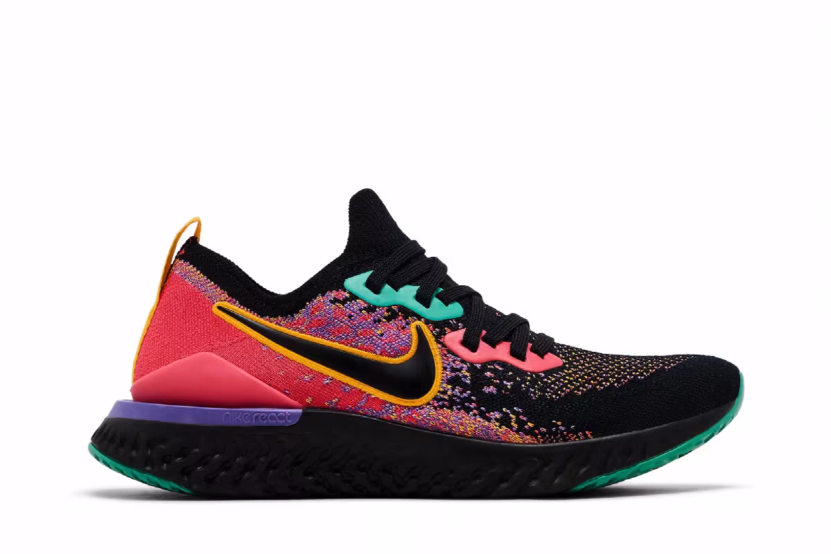 Nike Women's Epic React Flyknit 2 Black Ember Glow, view 2