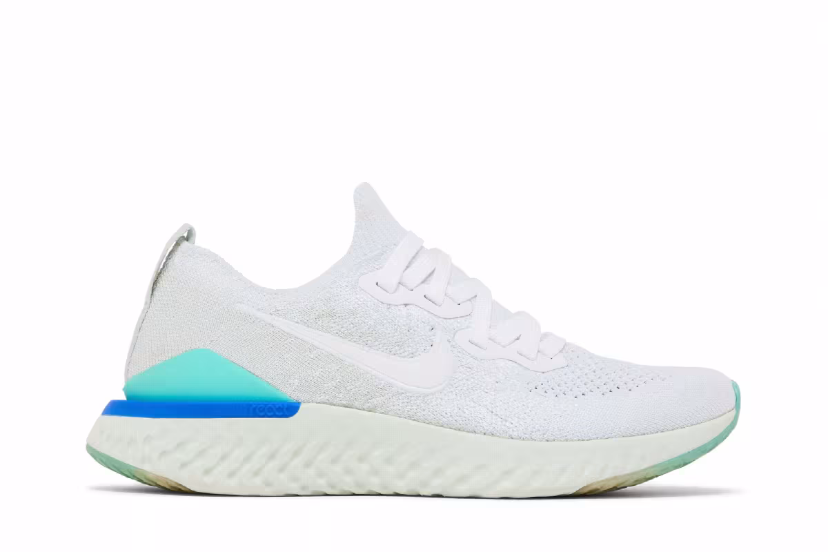 Nike Women's Epic React Flyknit 2 White Light Aqua, view 2