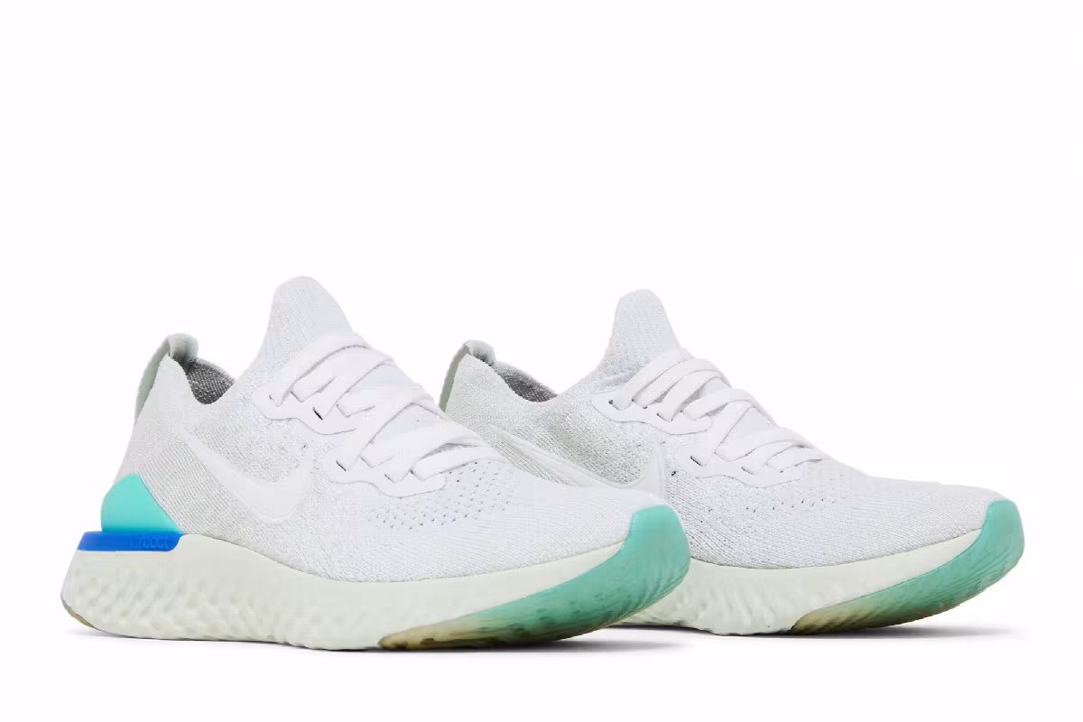 Nike Women's Epic React Flyknit 2 White Light Aqua, view 9