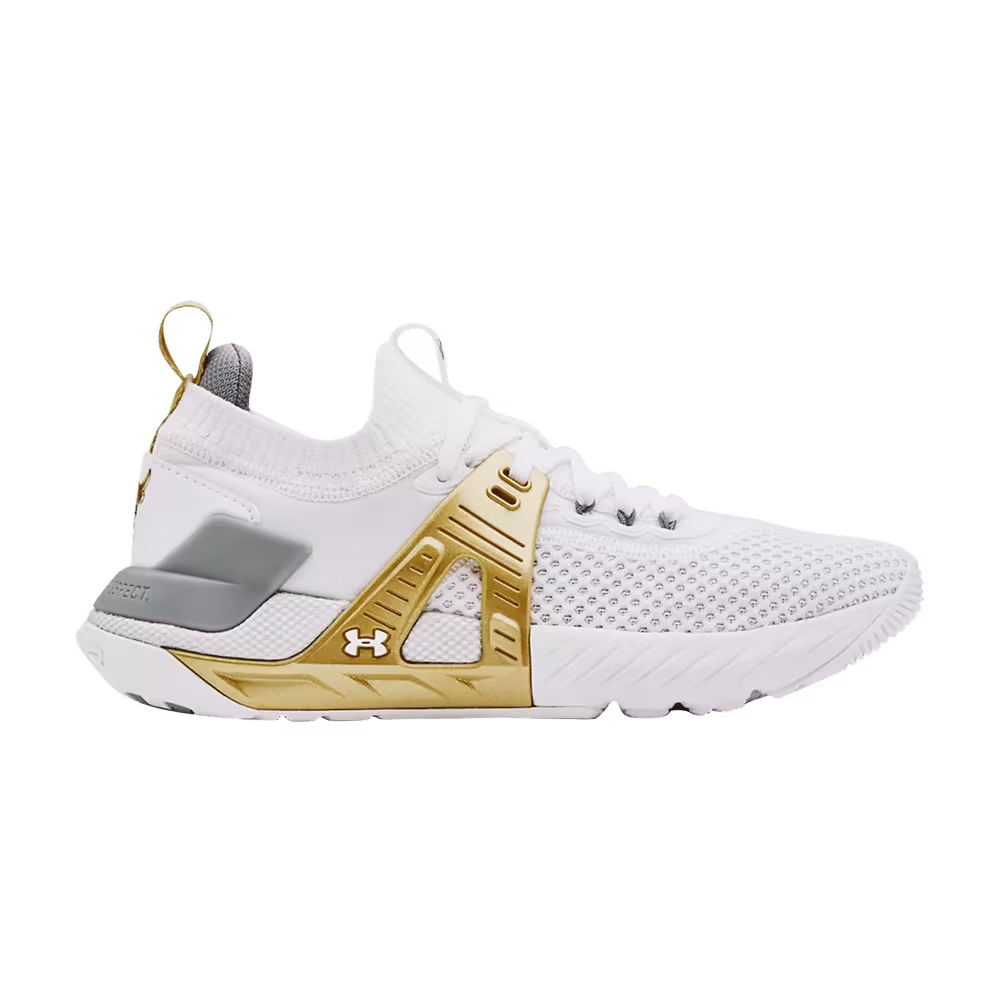 Under Armour Women's Project Rock 4 White Metallic Gold