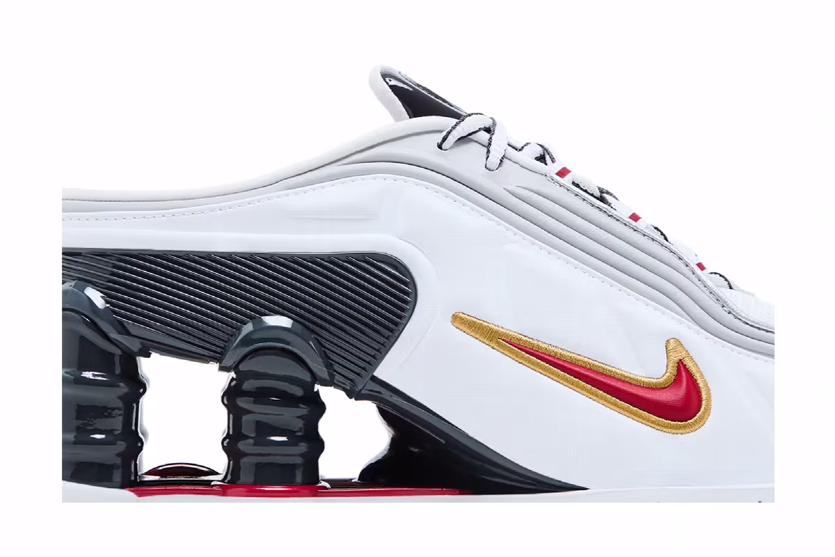 Martine Rose x Nike Women's Shox Mule MR4 Metallic Platinum Varsity Red, view 3