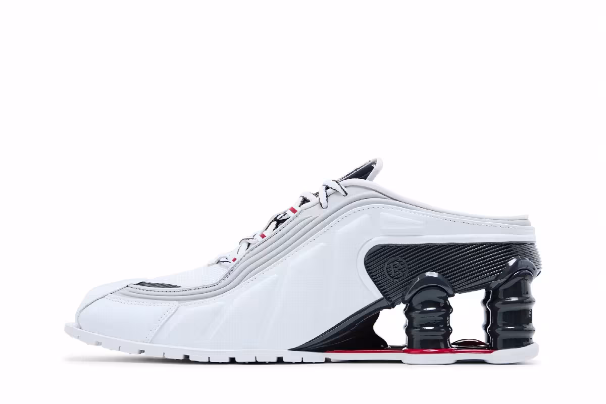 Martine Rose x Nike Women's Shox Mule MR4 Metallic Platinum Varsity Red, view 4