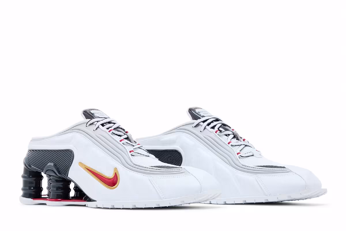 Martine Rose x Nike Women's Shox Mule MR4 Metallic Platinum Varsity Red, view 9