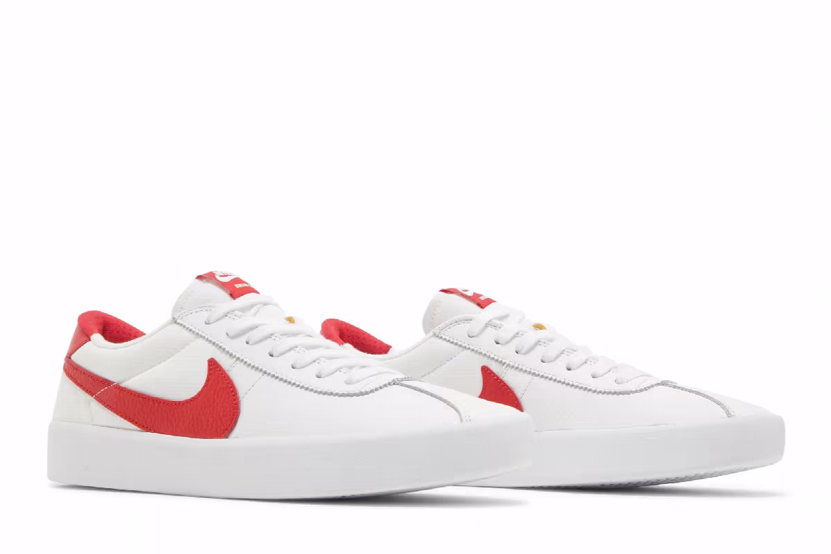 Nike Bruin React SB White University Red, view 9