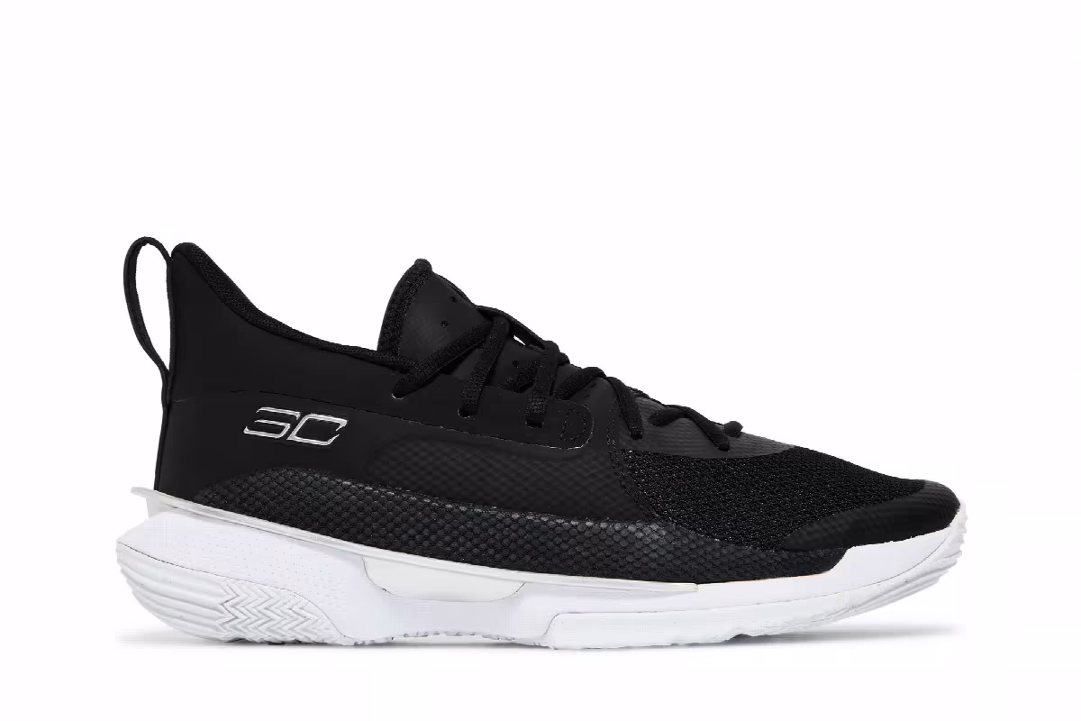 Under Armour Curry 7 Team Black White, view 2