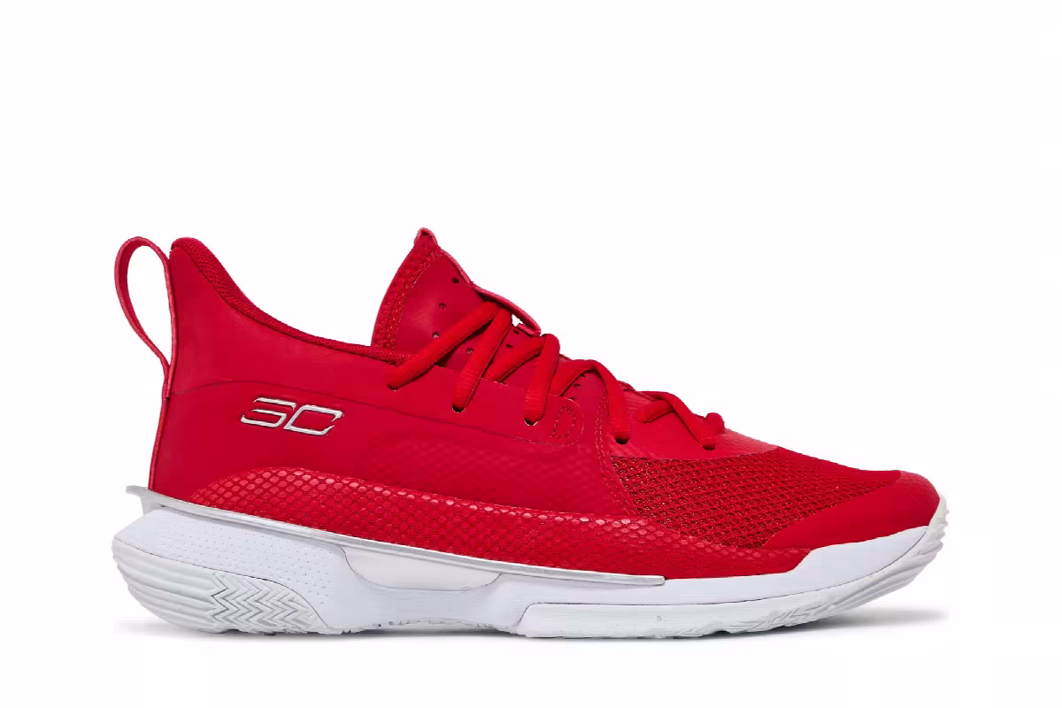 Under Armour Curry 7 Team Red White, view 2