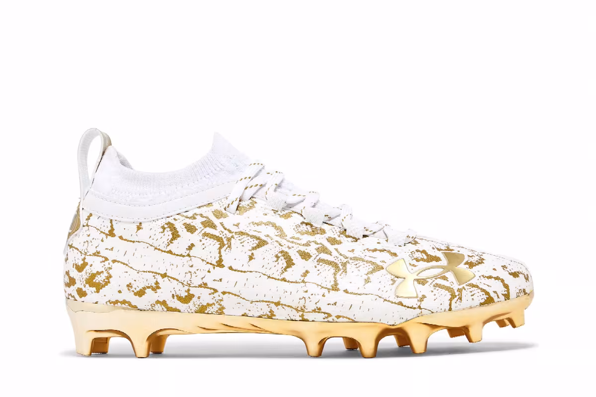 Under Armour Spotlight Lux Suede 2.0 White Metallic Gold, view 2