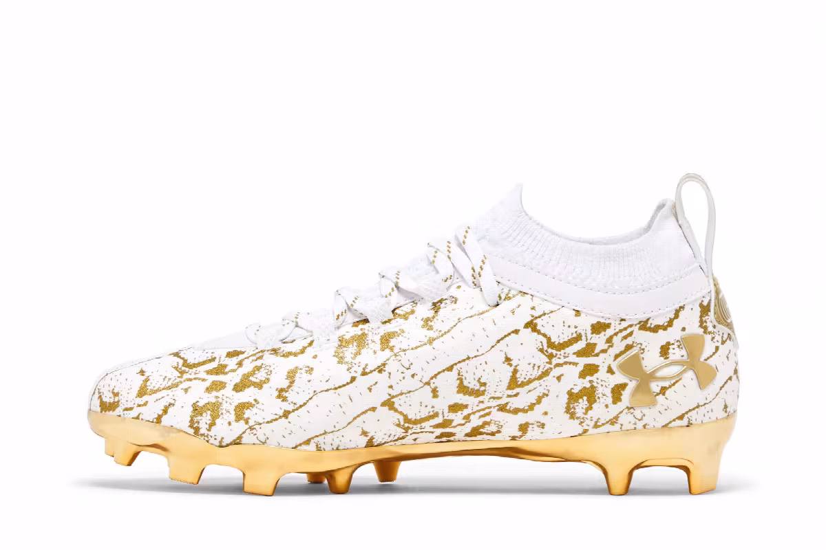 Under Armour Spotlight Lux Suede 2.0 White Metallic Gold, view 4