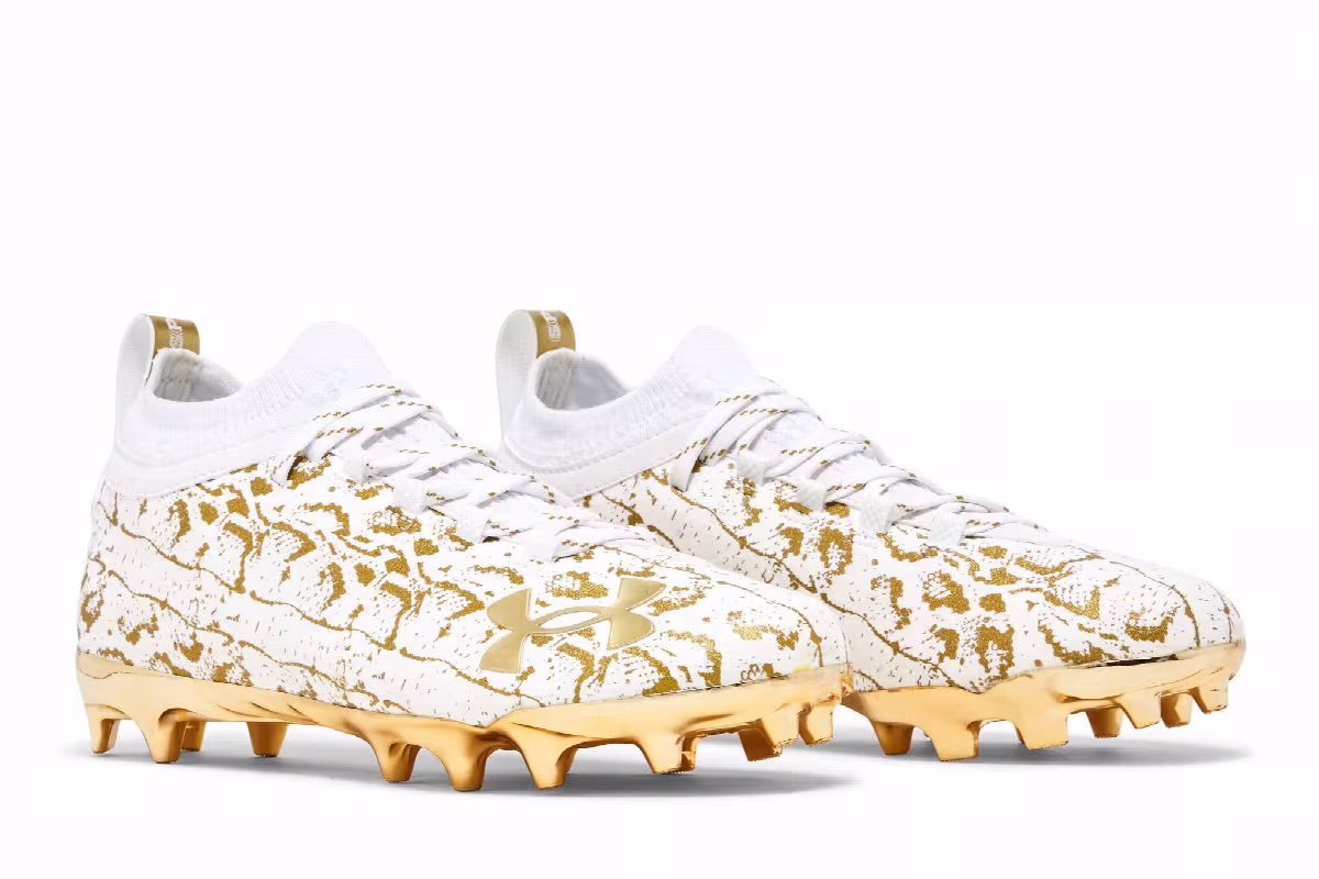Under Armour Spotlight Lux Suede 2.0 White Metallic Gold, view 9