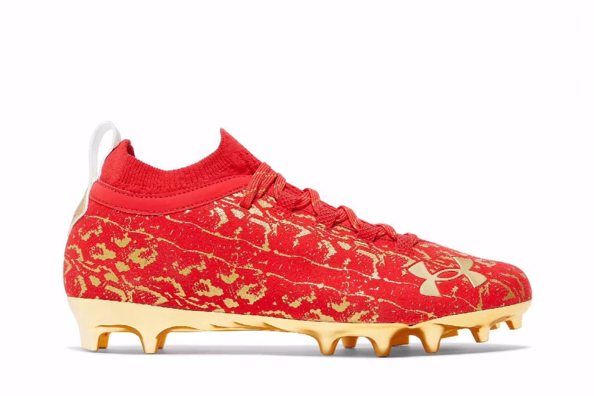 Under Armour Spotlight LUX Suede 2.0 Red Metallic Gold, view 2