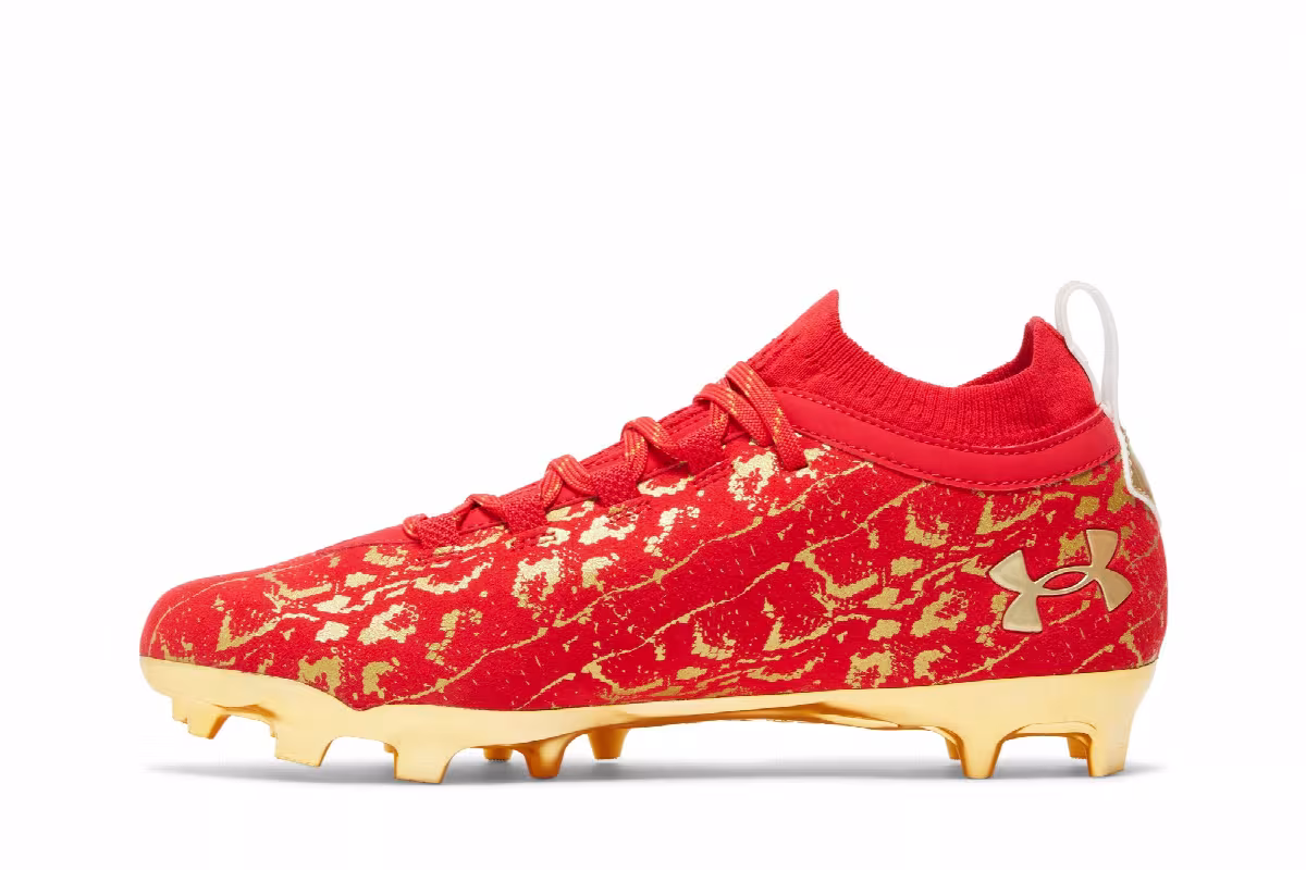 Under Armour Spotlight LUX Suede 2.0 Red Metallic Gold, view 4