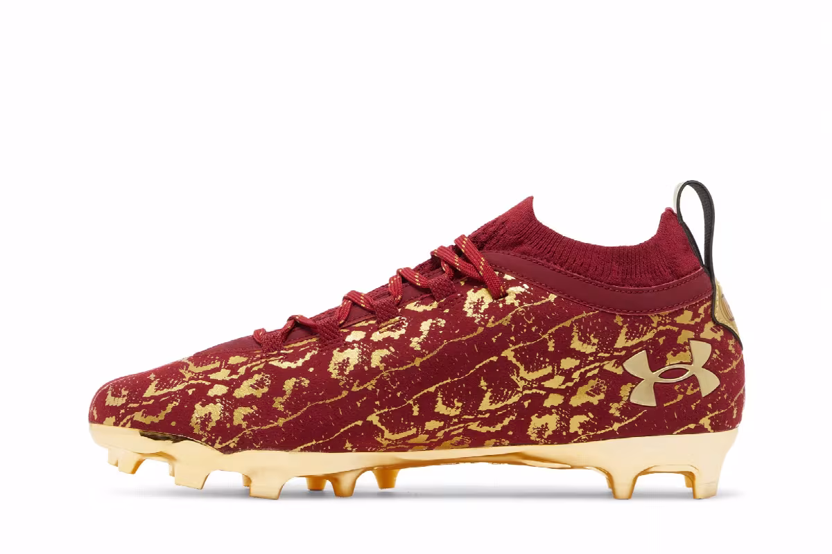 Under Armour Spotlight LUX Suede 2.0 Dark Red Metallic Gold, view 4