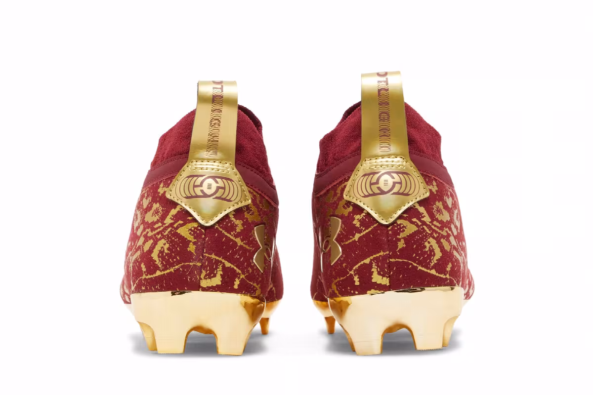 Under Armour Spotlight LUX Suede 2.0 Dark Red Metallic Gold, view 7