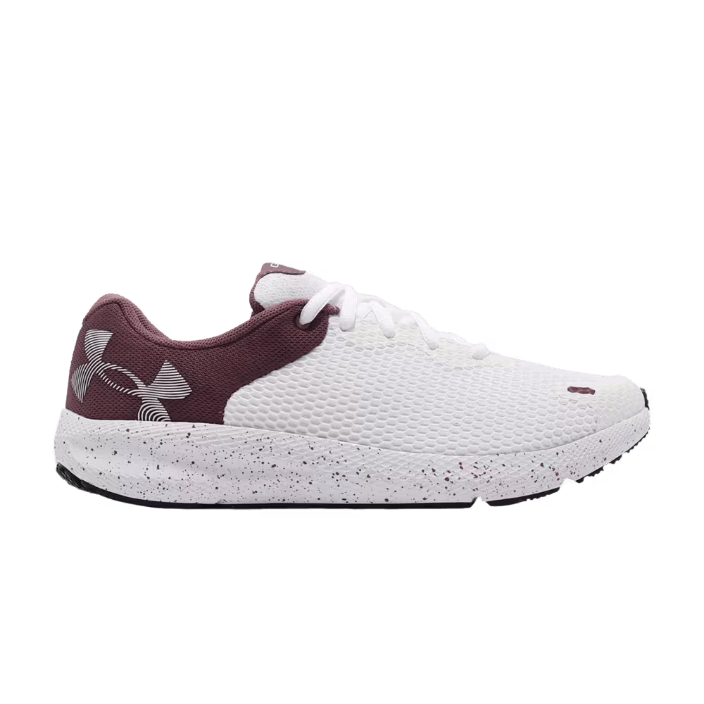 Under Armour Women's Charged Pursuit 2 Big Logo Speckled White Ash Plum