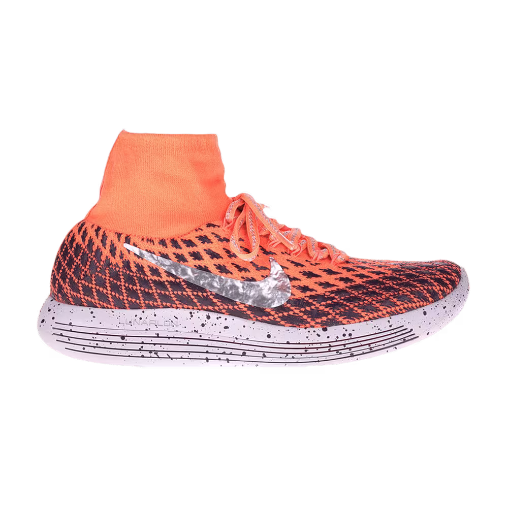 Nike Women's LunarEpic Flyknit Shield Bright Mango Metallic Silver