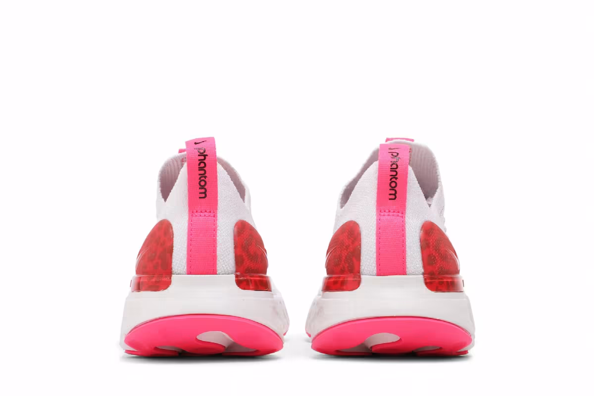 Nike Women's React Phantom Run Flyknit 2 Platinum Tint Chile Red, view 7