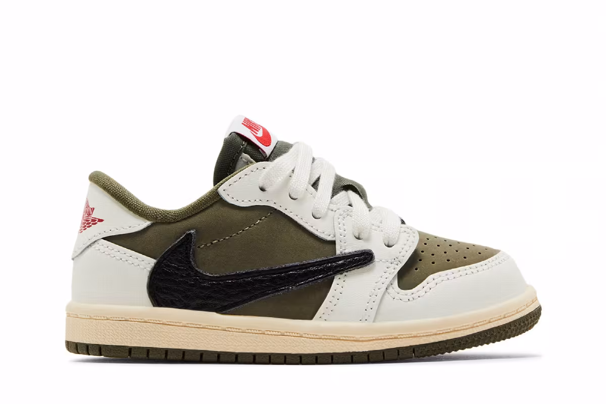 Travis Scott x Air Jordan 1 Low OG SP TD Reverse Olive / Medium Olive, view 2