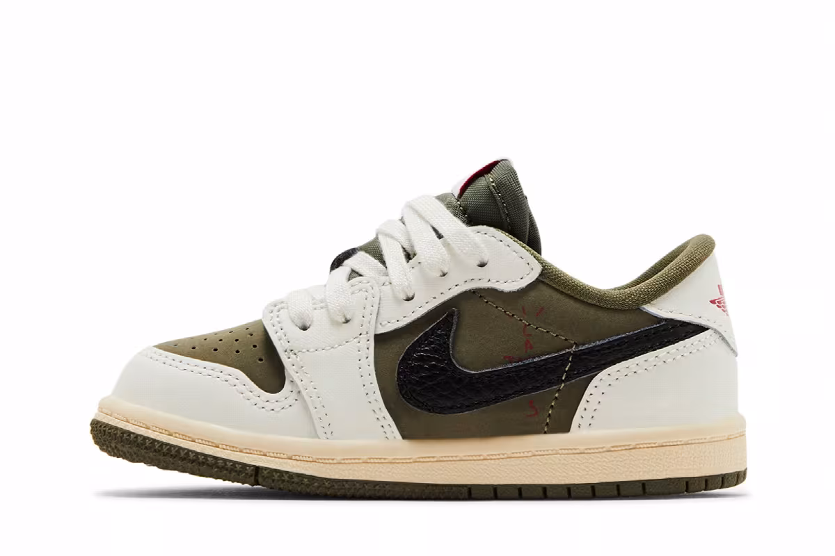 Travis Scott x Air Jordan 1 Low OG SP TD Reverse Olive / Medium Olive, view 4