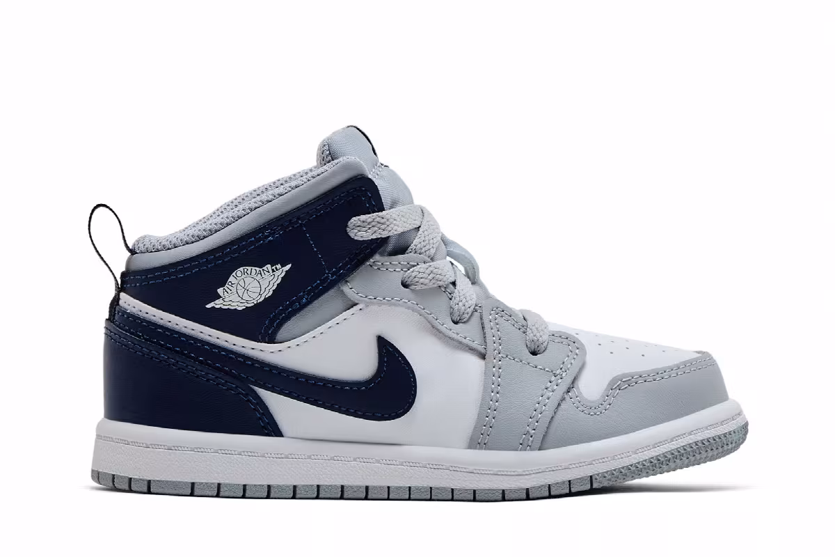Air Jordan 1 Mid TD Wolf Grey Midnight Navy, view 2