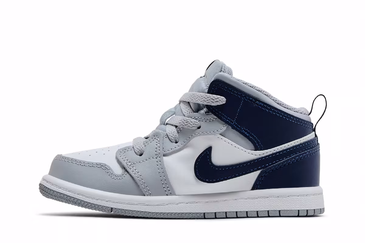 Air Jordan 1 Mid TD Wolf Grey Midnight Navy, view 4