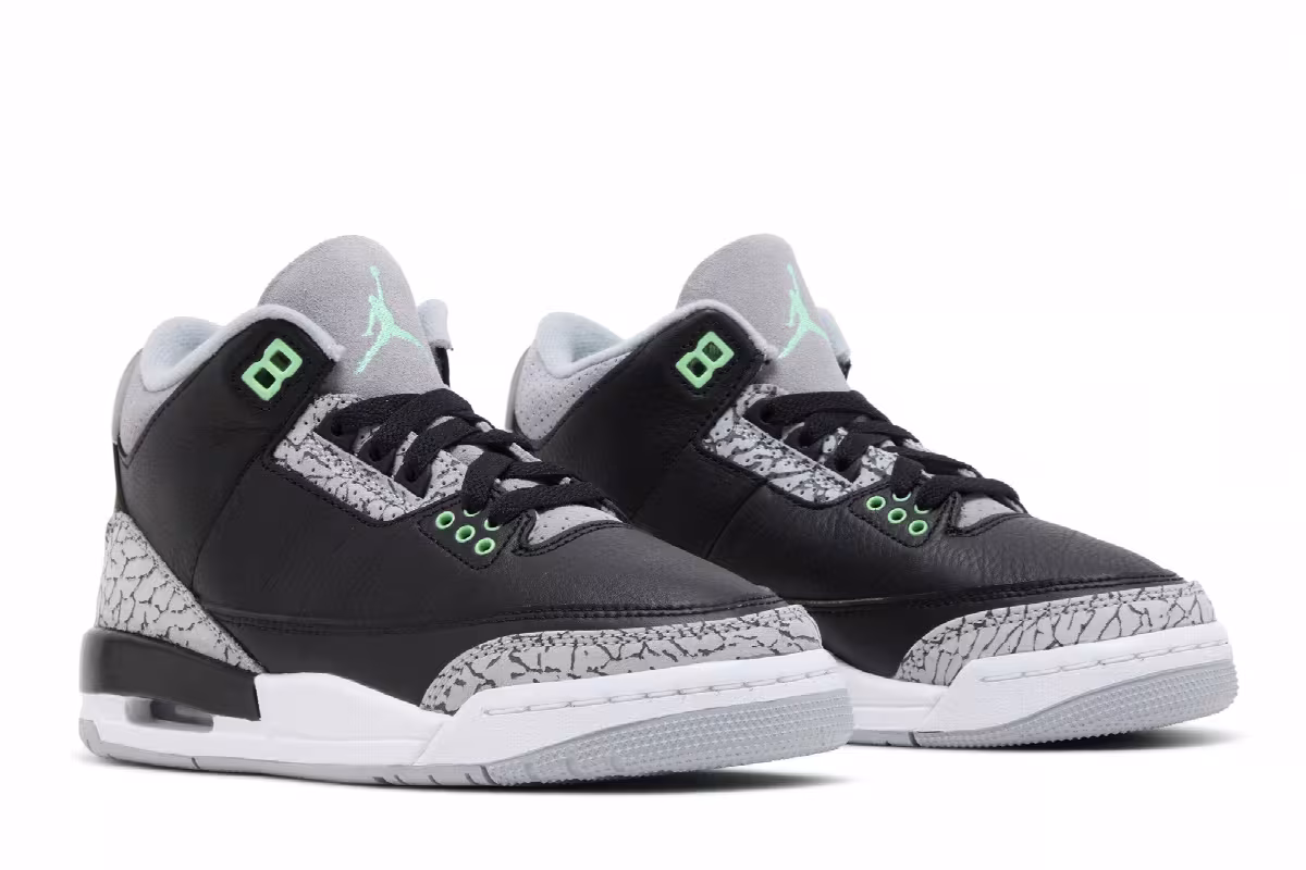 Air Jordan 3 GS Green Glow, view 9