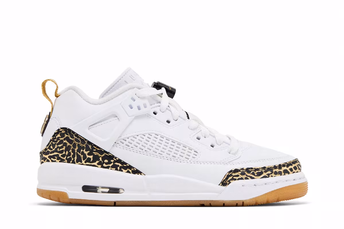 Air Jordan Spizike Low GS White Black Metallic Gold, view 2