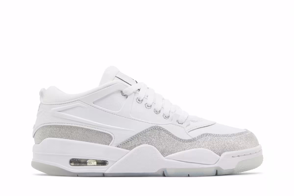 Women's Air Jordan 4 RM White Silver Glitter, view 2