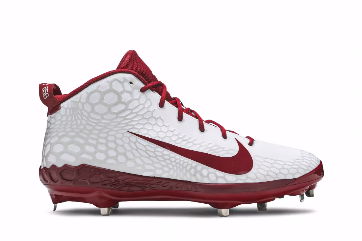 Nike Force Zoom Trout 5 Pro White University Red, view 2