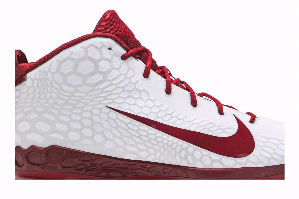 Nike Force Zoom Trout 5 Pro White University Red, view 3