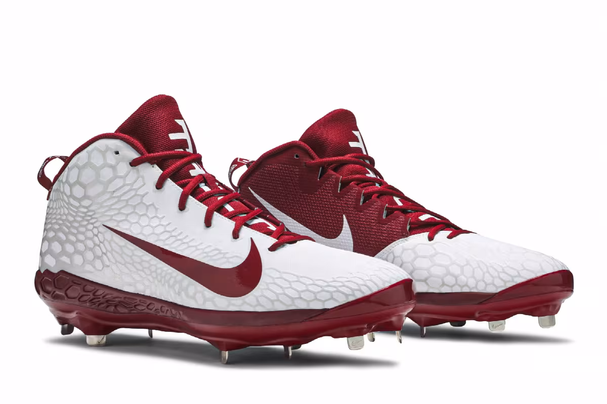 Nike Force Zoom Trout 5 Pro White University Red, view 9