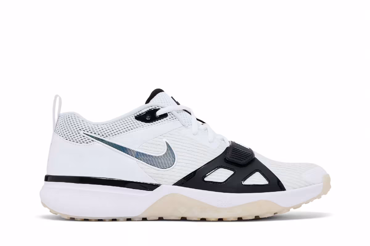 Nike Air Zoom Diamond Elite Turf White Iridescent - Black Outlined Swoosh, view 2