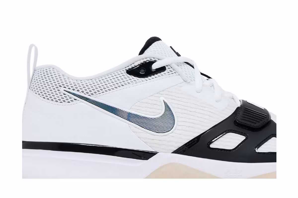 Nike Air Zoom Diamond Elite Turf White Iridescent - Black Outlined Swoosh, view 3